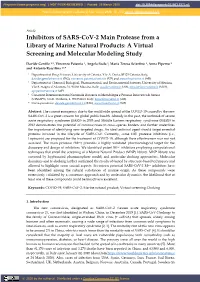 Inhibitors of SARS-Cov-2 Main Protease from a Library of Marine Natural Products: a Virtual Screening and Molecular Modeling Study