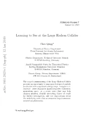 Learning to See at the Large Hadron Collider Arxiv:1001.2025V1 [Hep-Ph] 12 Jan 2010