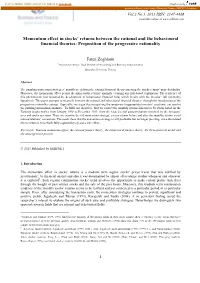 Momentum Effect in Stocks' Returns Between the Rational and the Behavioural Financial Theories