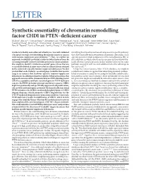 Synthetic Essentiality of Chromatin Remodelling Factor CHD1 in PTEN