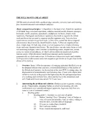 The Full Monty Cheat Sheet