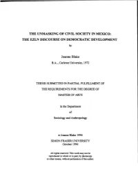 The Unmasking of Civil Society in Mexico : the EZLN Discourse On