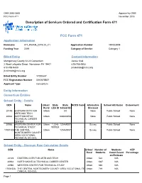 Description of Services Ordered and Certification Form 471 FCC Form