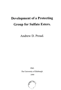Development of a Protecting Group for Sulfate Esters