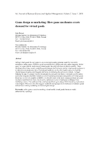 Game Design As Marketing: How Game Mechanics Create Demand for Virtual Goods