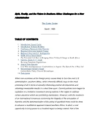 Myth, Reality, and the Future in Southern Africa: Challenges for a New Administration