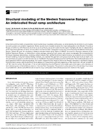 RESEARCH Structural Modeling of the Western Transverse Ranges