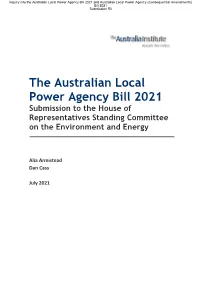The Australian Local Power Agency Bill 2021 and Australian Local Power Agency (Consequential Amendments) Bill 2021 Submission 50
