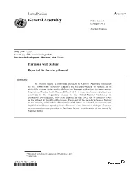 UN Report on Harmony with Nature