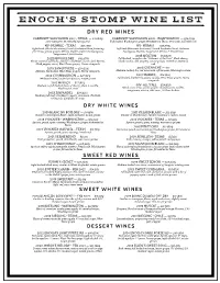 Wine List Dry Red Wines
