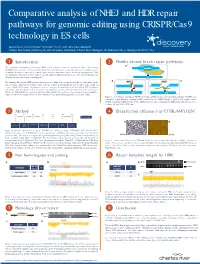 Comparative Analysis of NHEJ and HDR Repair Pathways for Genomic Editing Using CRISPR/Cas9 Technology in ES Cells