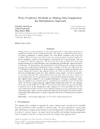 From Predictive Methods to Missing Data Imputation: an Optimization Approach