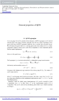 General Properties of QCD