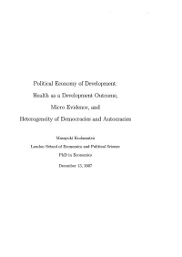 Health As a Development Outcome, Micro