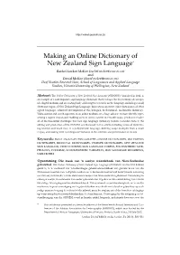 Making an Online Dictionary of New Zealand Sign Language*