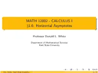 MATH 12002 - CALCULUS I §1.6: Horizontal Asymptotes