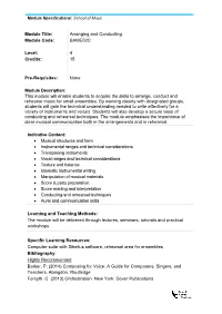 Module Title: Arranging and Conducting Module Code: BAME02C