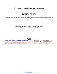 NEUBERGER BERMAN ALTERNATIVE FUNDS Form N-PX