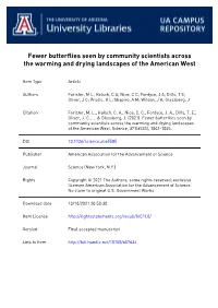 P. 1 Fewer Butterflies Seen by Community Scientists Across The
