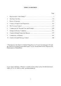 1 INDEX to REPORTS Page 1. Representative Church Body