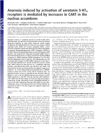 Anorexia Induced by Activation of Serotonin 5-HT4 Receptors Is Mediated by Increases in CART in the Nucleus Accumbens