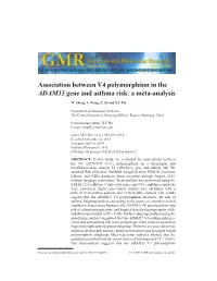 Association Between V4 Polymorphism in the ADAM33 Gene and Asthma Risk: a Meta-Analysis