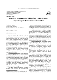 Challenges in Sustaining the Million Book Project, a Project Supported by the National Science Foundation