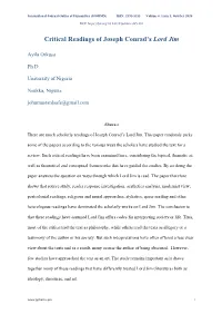Critical Readings of Joseph Conrad's Lord
