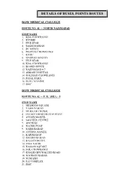 Details of Buses, Points Routes