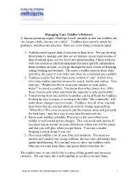 Managing Your Toddler's Behavior a Famous