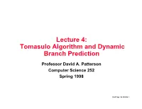 Tomasulo Algorithm and Dynamic Branch Prediction