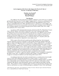 An Investigation of the Factors That Impact the Perceived Value of Forensic Accounting Certifications