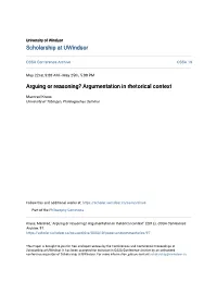 Arguing Or Reasoning? Argumentation in Rhetorical Context