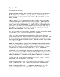 August 16, 2011 Arctic Inventory Summary: Samples from the Prime