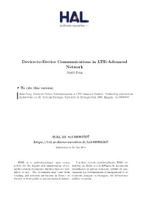 Device-To-Device Communications in LTE-Advanced Network Junyi Feng
