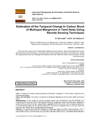 Estimation of the Temporal Change in Carbon Stock of Muthupet Mangroves in Tamil Nadu Using Remote Sensing Techniques