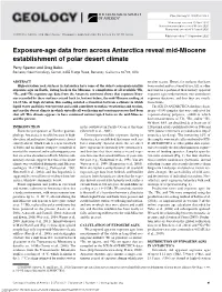 Exposure-Age Data from Across Antarctica Reveal Mid-Miocene Establishment of Polar Desert Climate