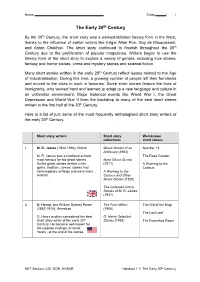Handout 1.7: the Early 20Th Century Name Class ( )