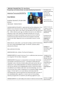 Interview Transcript (EXCERPTS) Aron Ralston