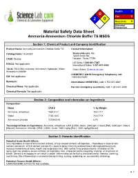Material Safety Data Sheet Ammonia-Ammonium Chloride Buffer TS MSDS