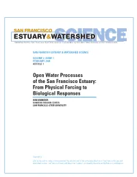 Open Water Processes of the San Francisco Estuary: from Physical Forcing to Biological Responses