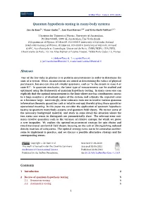 Quantum Hypothesis Testing in Many-Body Systems Abstract Contents