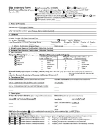 Site Inventory Form State Inventory No