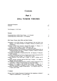 Contents Part 1 DNA TUMOR VIRUSES