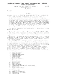 CONTROLLED SUBSTANCE, DRUG, DEVICE and COSMETIC ACT - SCHEDULE I CONTROLLED SUBSTANCES Act of Jun