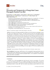 Diversity and Toxigenicity of Fungi That Cause Pineapple Fruitlet Core Rot