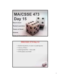 MA/CSSE 473 Day 15 Return Exam