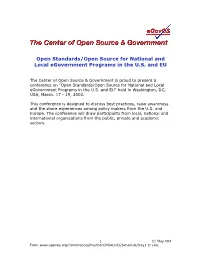 Open Standards/Open Source for National and Local Egovernment Programs in the U.S