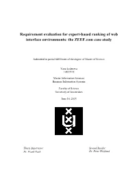 Requirement Evaluation for Expert-Based Ranking of Web Interface Environments: the ZEEF.Com Case Study