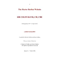 Sir Colin Davis Discography